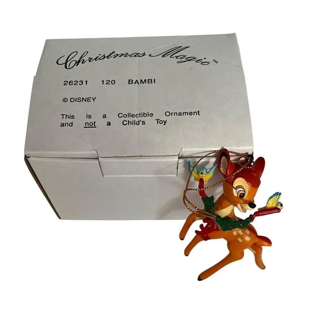 Vintage Disney Christmas Magic Bambi and Friends Ornament by Groiler With box